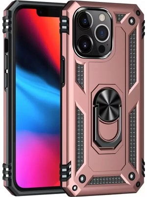 TeknoKapsül Newface Apple Iphone 13 Pro Max Kılıf Sofya Yüzüklü Silikon Kapak - Rose