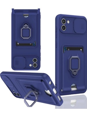 TeknoKapsül Newface Samsung Galaxy A03 Kılıf Zuma Kartvizitli Yüzüklü Silikon - Lacivert