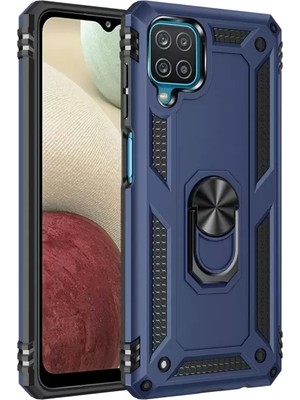 TeknoKapsül Newface Samsung Galaxy A22 Kılıf Sofya Yüzüklü Silikon Kapak - Lacivert