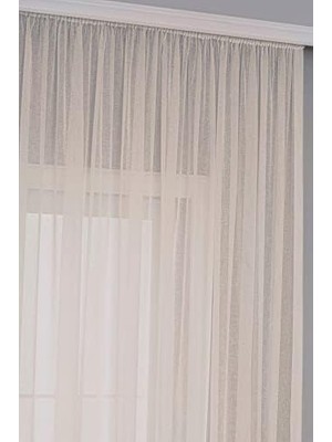 TeknoKapsül Gauze Fabric Design Folded Bej Keten Plus Yüksek Kaliteli Tül Perde 350 x 260