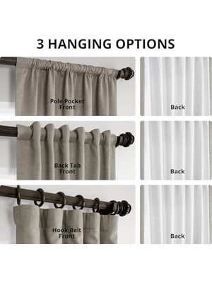 TeknoKapsül Hpd Half Price Drapes Yatak Odası Için Italyan Suni Keten Perdeler 50 x 96 (1 Panel), FLCH-FM20129-96, Boz Kahverengi Gri
