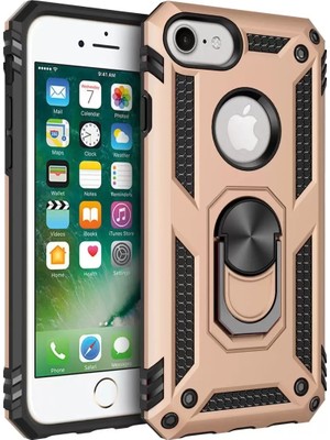 TeknoKapsül Newface Apple Iphone 7 Kılıf Sofya Yüzüklü Silikon Kapak - Gold