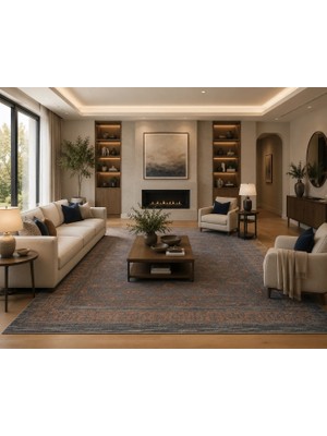 Prestij Home Vintage, Etnik Desenli Sanatsal Cross Dokuma Salon ve Oturma Odası Halısı