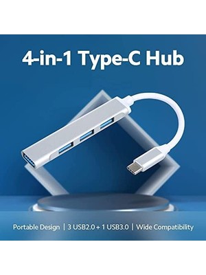 TeknoKapsül Type-C USB 3.1 Den 4 Adet USB 3.0 Hub USB Çoğaltıcı Otg Çoğaltıcı Adaptörü