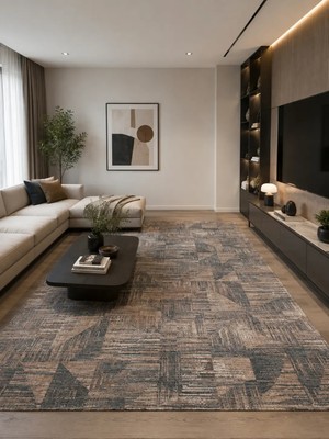 Prestij Home Vintage, Etnik Desenli Sanatsal Cross Dokuma Salon ve Oturma Odası Halısı