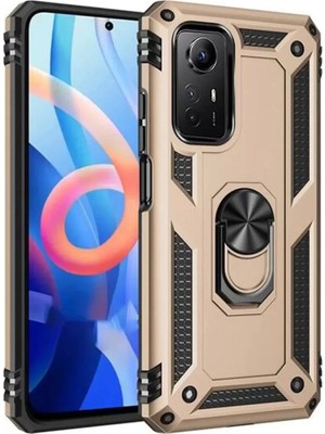 TeknoKapsül Newface Xiaomi Redmi Note 12S Kılıf Sofya Yüzüklü Silikon Kapak - Gold