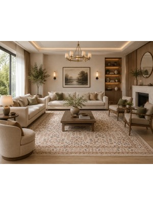 Prestij Home Vintage, Etnik Desenli Sanatsal Cross Dokuma Salon ve Oturma Odası Halısı