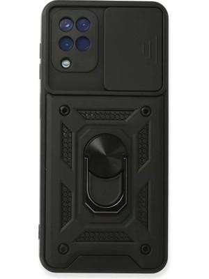 TeknoKapsül Newface Samsung Galaxy A22 Kılıf Pars Lens Yüzüklü Silikon - Siyah