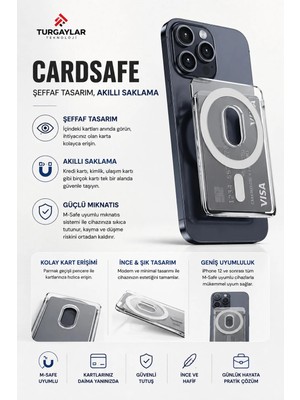 Premium M-Safe Manyetik Şeffaf Telefon Kartlığı – iPhone Uyumlu Güçlü Mıknatıslı, Ince Telefon Arkası Kartlık