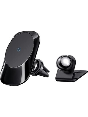 TeknoKapsül CH-7071 iPhone Uyumlu 12 ve 13 Serisi 15W Hızlı Kablosuz Şarjlı Araç Telefon Tutucu Siyah
