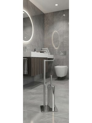 Titanium Design Ayaklı Wc Kağıtlık ve Fırçalık Seti