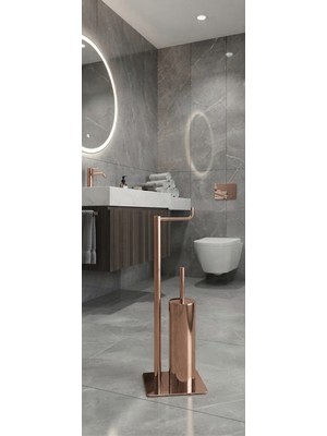 Titanium Design Ayaklı Wc Kağıtlık ve Fırçalık Seti