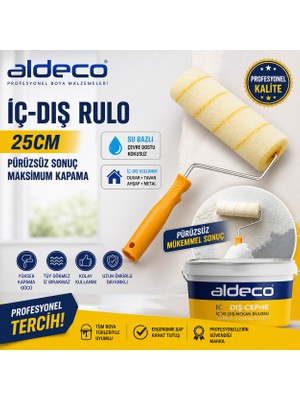 Aldeco 25 cm Iç Dış Cephe Boya Rulosu Su Bazlı Profesyonel Boya Rulosu Sap Dahil Duvar Tavan Boyama Rulosu