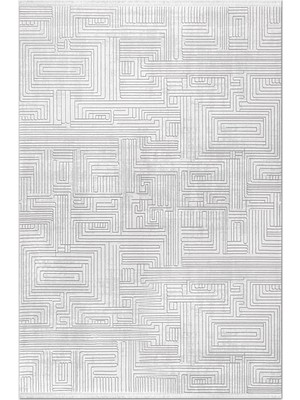 Rugzella Fennel Kırık Beyaz Geometrik Desenli Modern Kabartmalı Halı