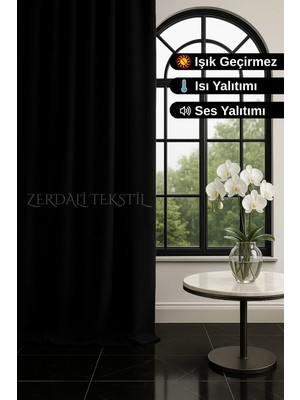 Zerdali Tekstil Siyah Blackout Karartma Fon Perde - Özel Dikim, Ekstraforlu