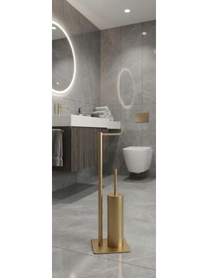 Titanium Design Ayaklı Wc Kağıtlık ve Fırçalık Seti