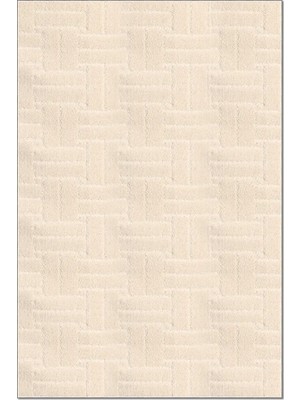 Rugzella Krem Bej Modern Geometrik Kabartma Dokulu Hasır Desenli Halı