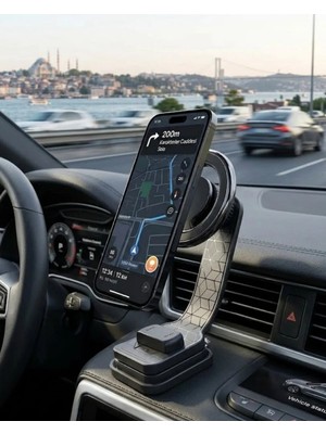 Mikasso 360° Dönebilen Vantuzlu Araç Telefon Tutucu Siyah Plastik