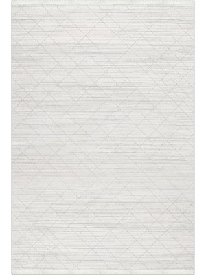 Rugzella Acacia Krem Modern Geometrik Baklava Desenli Püsküllü Halı