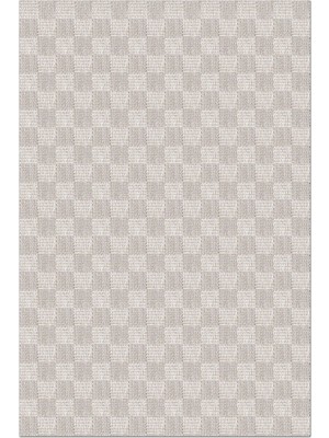 Rugzella Krem Bej Dama Desenli Modern Damalı Kareli Taupe Açık Gri Halı