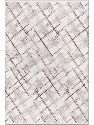 Rugzella Krem Bej Gri Bordo Soyut Desenli Modern Olive Halı