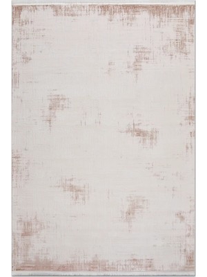 Rugzella Krem Pudra Pembe Soyut Desenli Modern Eskitme Halı