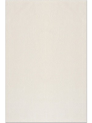 Rugzella Krem Bej Modern Soyut Desenli Dokuma Yumuşak Havlı Salon Halı