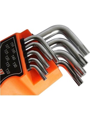 Mikasso Qtools 9 Parça Çelik Kısa Alyan Takımı Tork Anahtarı Seti Yıldız Uçlu