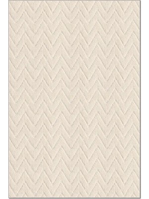 Rugzella Krem Bej Boho Geometrik Zigzag Desenli Kabartmalı Dokuma Halı