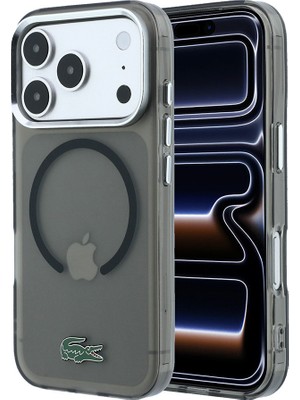 iPhone 18 Pro Max Kılıf Lacoste Lisanslı M-Safe Uyumlu Lake Timsah Logolu Iml Frosted Kapak Siyah