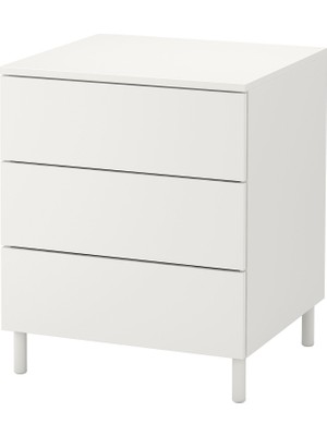 IKEA Modern Beyaz 3 Çekmeceli Şifonyer 60X55X73 cm - Yatak Odası Kaliteli Dolap - Şık Depolama Çözümü