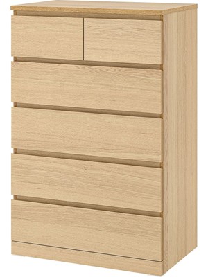 IKEA Modern Kahverengi 6 Çekmeceli Şifonyer 80X123 cm - Yatak Odası Kaliteli Dolap - Şık Depolama Çözümü