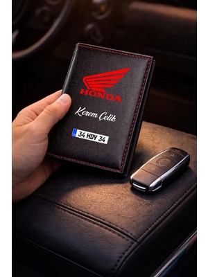Mikasso Kişiye Özel Honda Motor Logolu Termo Deri Ruhsat Kabı