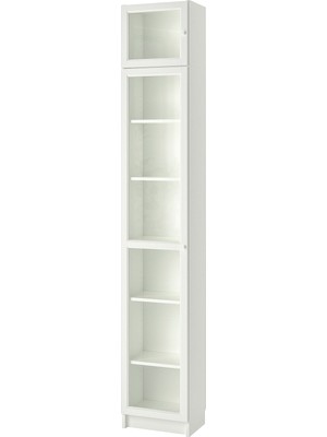 IKEA Modern Beyaz Cam Kapaklı Kitaplık 40X30X237 cm - Salon Çalışma Odası Kaliteli Dolap - Şık Depolama