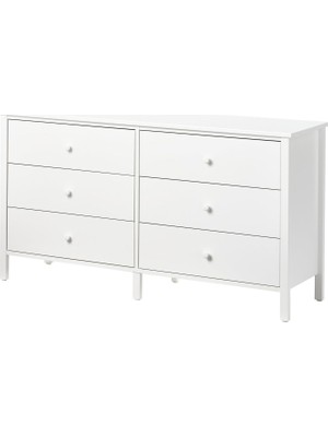 IKEA Modern Beyaz 6 Çekmeceli Şifonyer 144X78 cm - Yatak Odası Kaliteli Dolap - Şık Depolama Çözümü