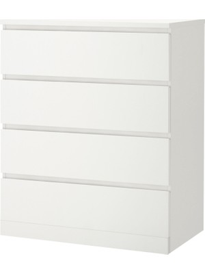 IKEA Modern Beyaz 4 Çekmeceli Şifonyer 80X100 cm - Yatak Odası Kaliteli Dolap - Şık Depolama Çözümü