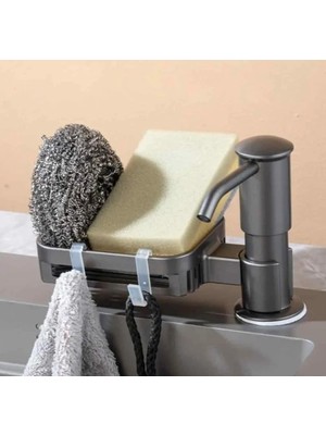Ata Ankastre Mutfak Lavabo Sabun Dispenseri Hymnora 5'i 1 Arada Mutfak Seti; Sabunluk, Tepsi, Sünger Tutucu, Sabunluk ve Havlu Tutucu; Pratik Lavabo Düzenleyici