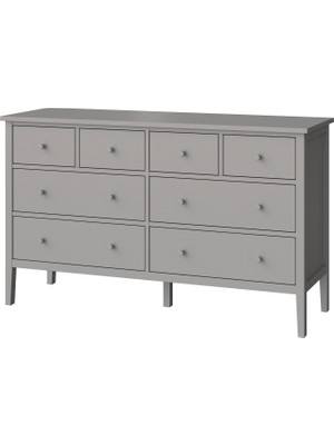 IKEA Modern Gri 8 Çekmeceli Şifonyer 168X48X100 cm - Yatak Odası Kaliteli Dolap - Şık Depolama Çözümü