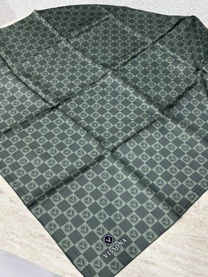 Vissona Monogram Twill Ipek Eşarp Haki