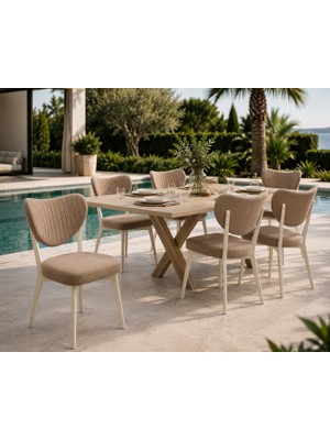 Formet Luxury Sandalye Kahve Kumaş Cappuchino Ayak 6 Adet