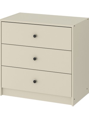 IKEA Modern Bej 3 Çekmeceli Şifonyer 69X67 cm - Yatak Odası Kaliteli Dolap - Şık Depolama Çözümü