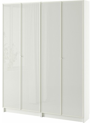 IKEA Modern Beyaz Cam Kapaklı Kitaplık 160X202 cm - Salon Çalışma Odası Kaliteli Dolap - Şık Depolama