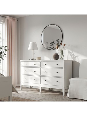IKEA Modern Beyaz 6 Çekmeceli Şifonyer 162X95 cm - Yatak Odası Kaliteli Dolap - Şık Depolama Çözümü