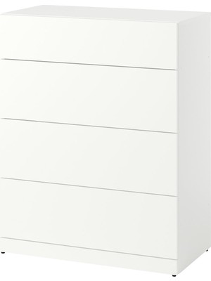 IKEA Modern Beyaz 4 Çekmeceli Şifonyer 80X42X100 cm - Yatak Odası Kaliteli Dolap - Şık Depolama Çözümü