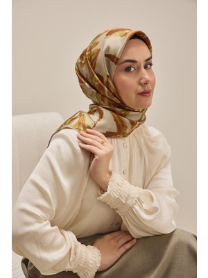 Silk Home Twill Ipek Eşarp Sulu Boya Taba 90X90