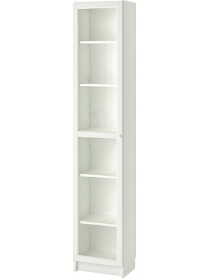 IKEA Modern Beyaz Cam Kapaklı Kitaplık 40X30X202 cm - Salon Çalışma Odası Kaliteli Dolap - Şık Depolama