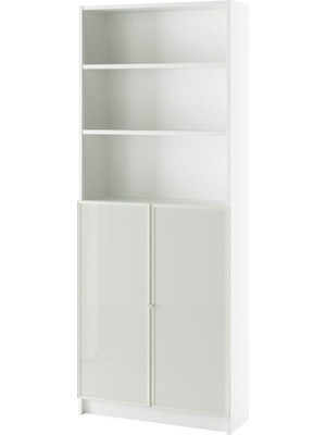 IKEA Modern Beyaz Kapaklı Kitaplık 80X30X202 cm - Salon Çalışma Odası Kaliteli Dolap - Şık Depolama