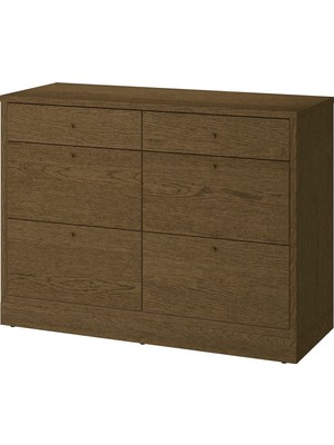 IKEA Modern Kahverengi 6 Çekmeceli Şifonyer 120X47X90 cm - Yatak Odası Kaliteli Dolap - Şık Depolama Çözümü