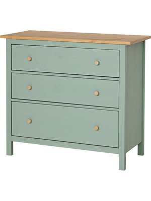 IKEA Modern Yeşil 3 Çekmeceli Şifonyer 108X96 cm - Yatak Odası Kaliteli Dolap - Şık Depolama Çözümü
