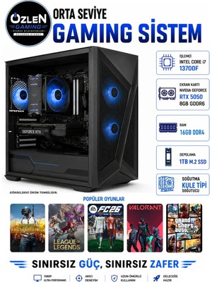 Özlen X68 İ7 13700F RTX 5050 8GB 16GB RAM 1TB M.2 SSD Oyuncu Bilgisayarı